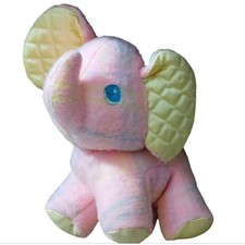 Vtg Playskool Snuzzles Elephant Blankies Plush 1986 Lovey Pink Plaid Satin Ears