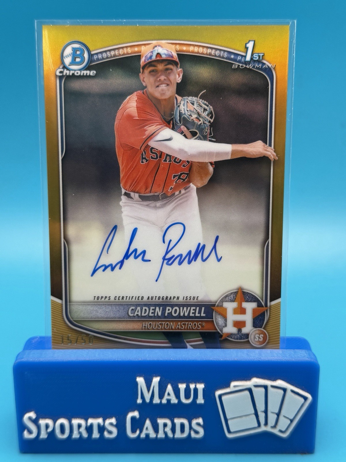 2025 Bowman Chrome Gold 15/50 Caden Powell #CPA-CPO Auto