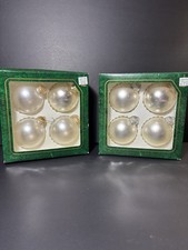 Vintage Christmas by Krebs Glass Ornaments Made in USA Gold SilverScalloped Box