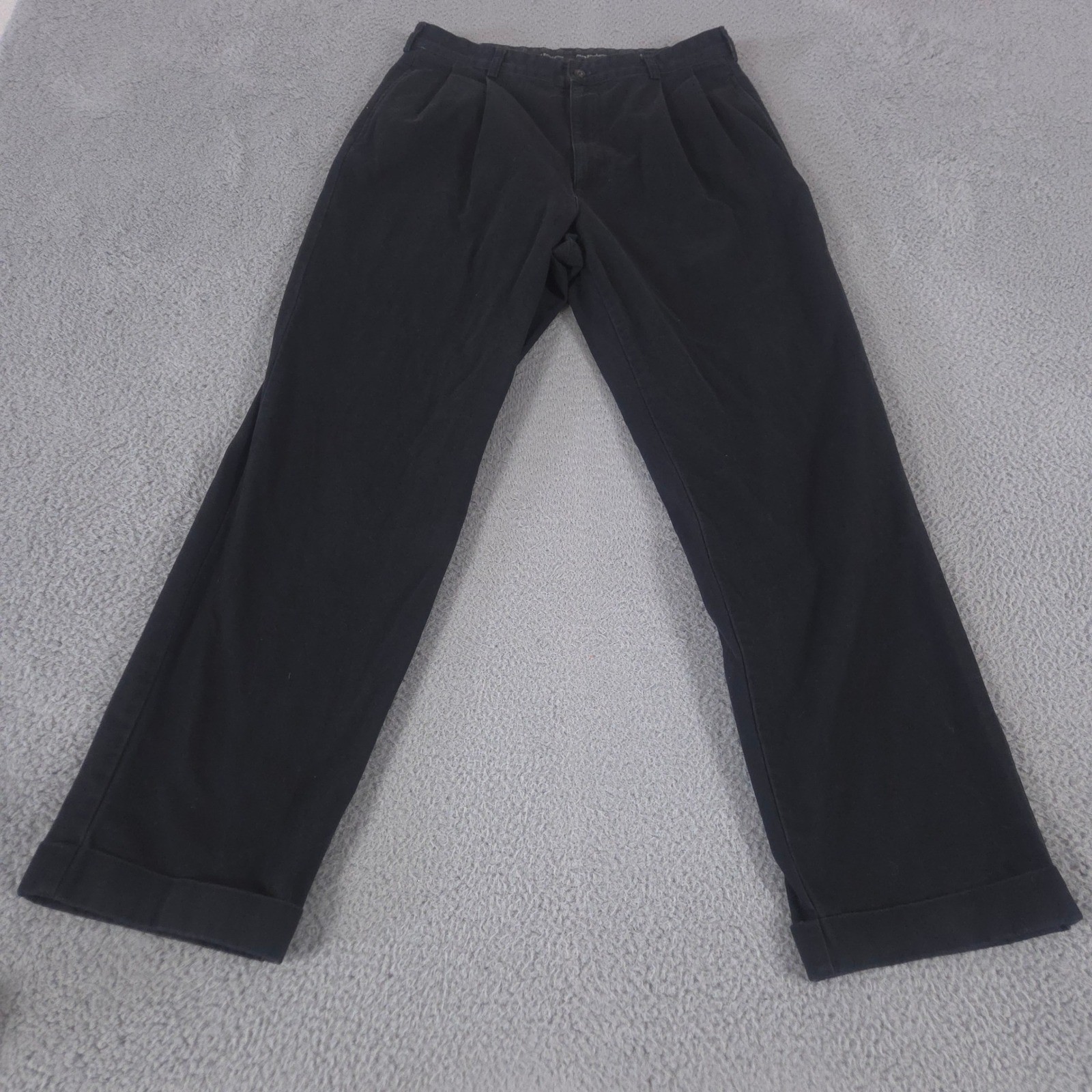 VINTAGE Polo Ralph Lauren Pants Mens 34x32 Black Hammond Cotton Pleated 90s Y2K