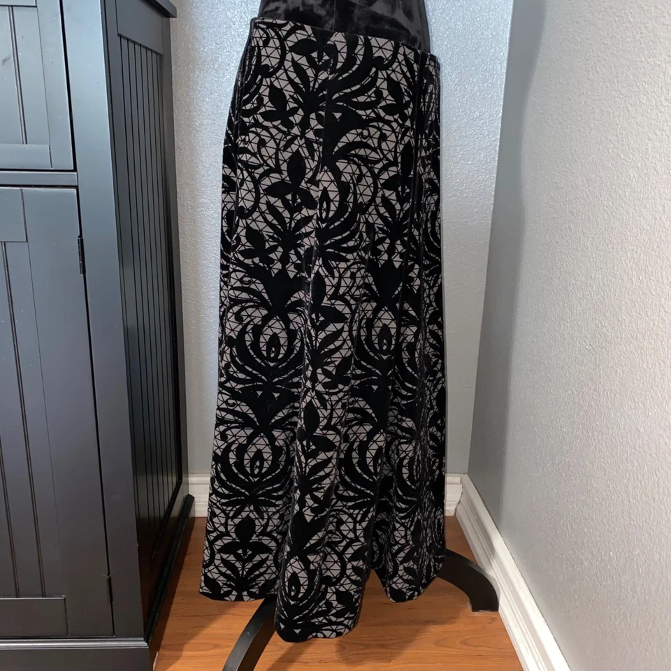 Falda Terciopelo Burnout Talla 12 Negra Gris Barroca Gótica Romántica Oscura Academia Foto 4 de 4