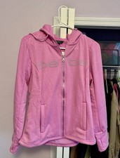Bebe Sport Nailhead Logo Women  s Pink Full Zip Hoodie W/thumb Holes. Medium. NWT