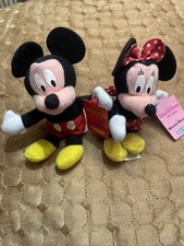 MICKEY  MINNIE MOUSE 4" MINI BEAN PLUSH WALT DISNEY WORLD KELLOGG'S With Tags