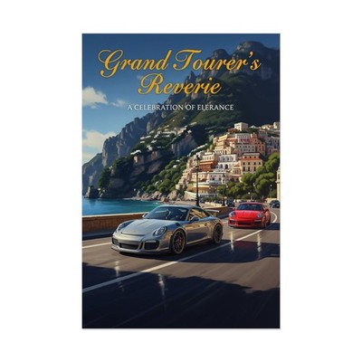 Porsche 911 Poster - Classic Sport Car Wall Art Print Highway Scene Garage Decor