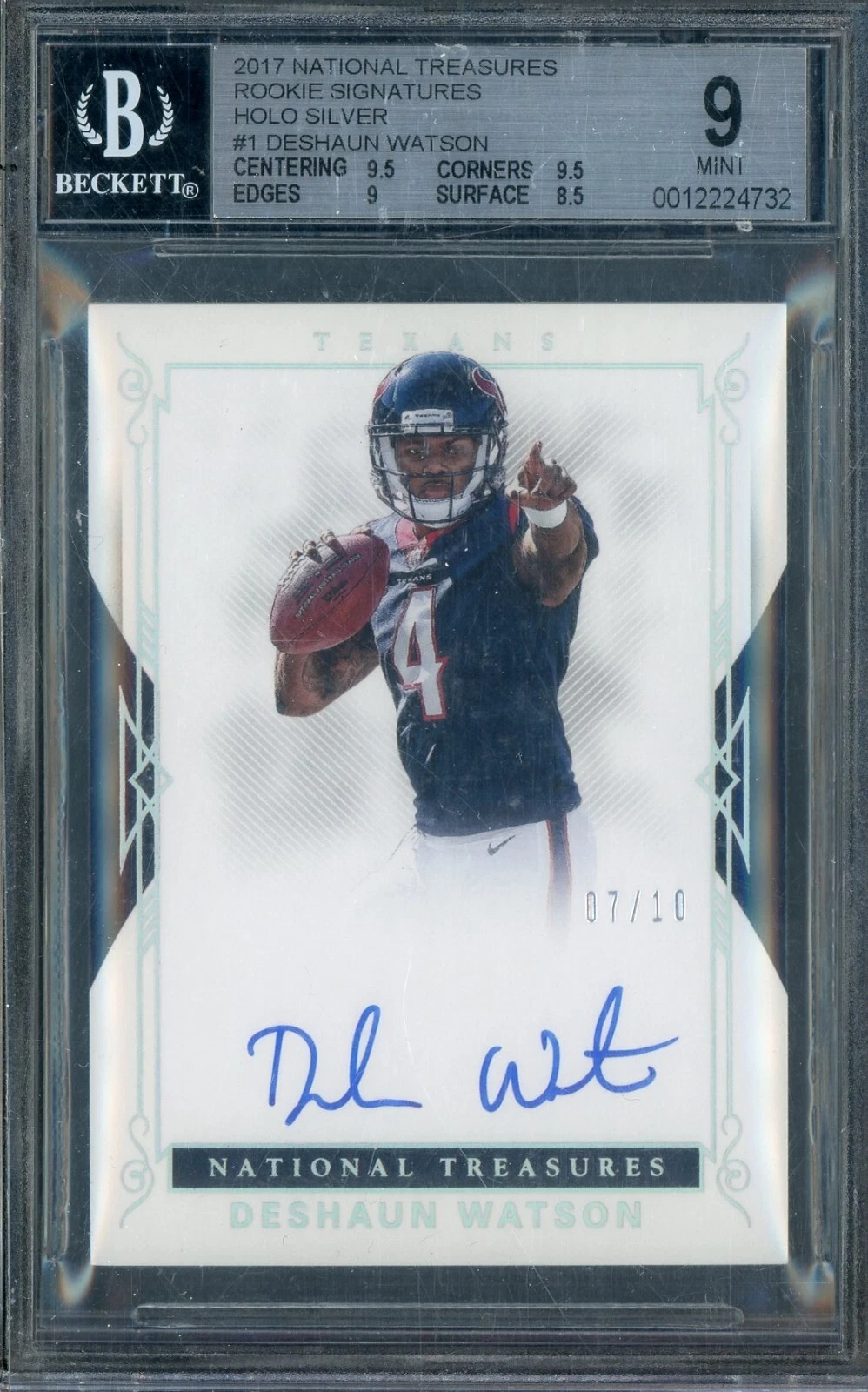 Deshaun Watson Panini National Treasures Rookie Signature Rps #DWS Holo Silver