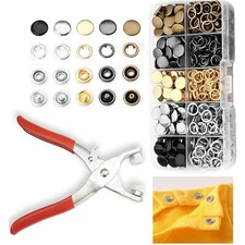 100 Sets Metal Snaps Buttons with Fastener Pliers Press Tool Kit Perfect for ...