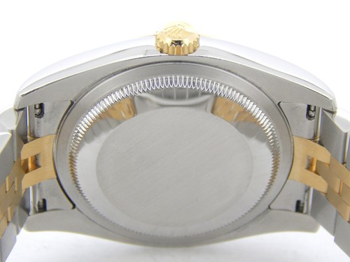 Men Rolex Datejust 18K Yellow Gold & Steel Watch Jubilee Band White Roman 116233 - Picture 10 of 11