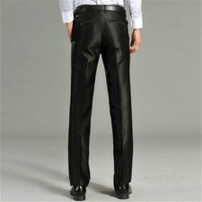 Men Formal Bell Bottom Pants 60s 70s Retro Flare Formal Trouser Shiny Feel Fit