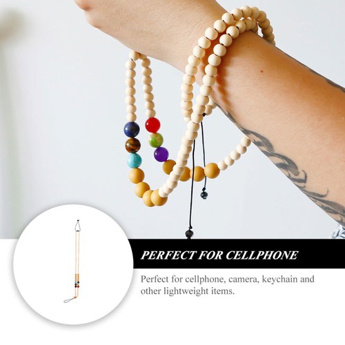 Wooden Bead Silicone Necklace Cell Phone Wrist Strap Mobile Lanyard - Zdjęcie 3 z 12