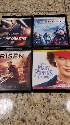 Everest, Risen, The Commuter, Mary Poppins, 4K Ultra HD Bluray, Lot Of 4