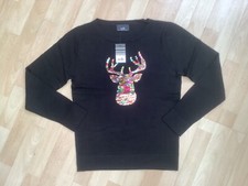 Wallis Rainbow Sequin Stag Black Jumper Size ...