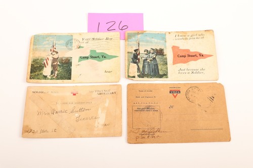 Rare WWI Post Card Lot including YMCA Arrival Postcards 4 Cards