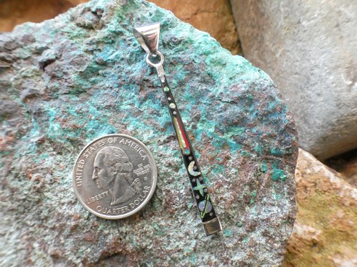 Sterne Mond Galaxie Micro Inlay Sterling Silber 925 Edelstein Stab Stab Anhänger AN1 - Bild 4 von 9