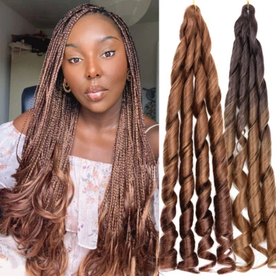 S-NOILITE PREMIUM SYNTHETIC CURLY SPIRAL HAIR EXTENSION BRAID - FRENCH CURL OMBRE BROWN UK