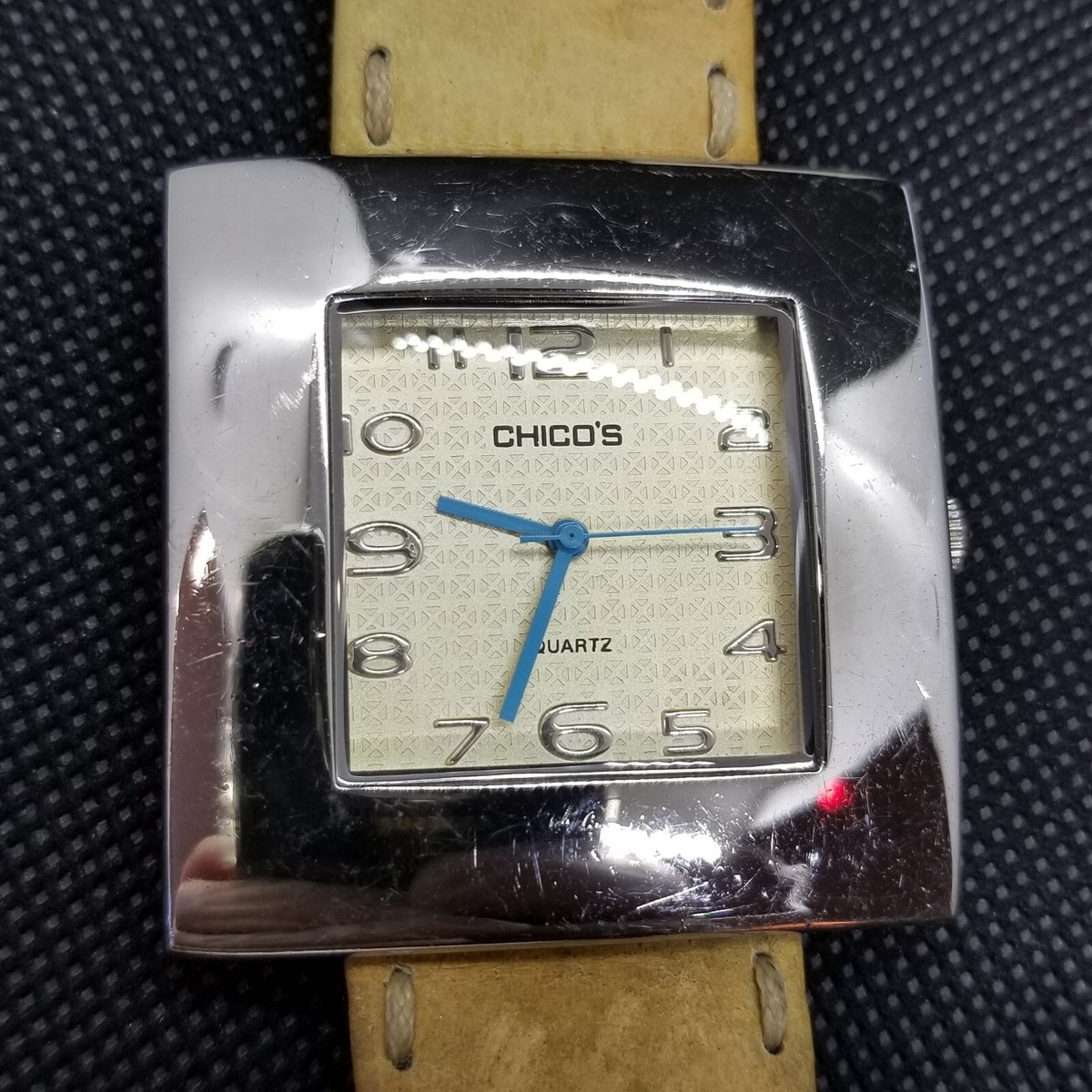 Chico’s “A” Series Quartz Watch • Square Silver Case • Camel Leather Band Chicos Watches - Etsy main image 3