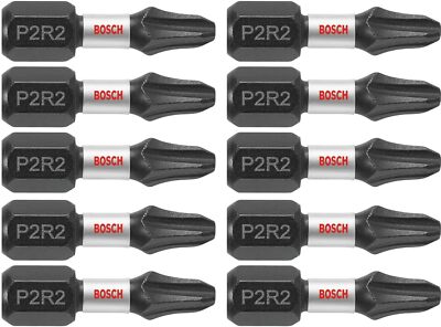 BOSCH ITP2R21B 10-Pack 1 In. Phillips/Square #2 Impact Tough Screwdriving Insert