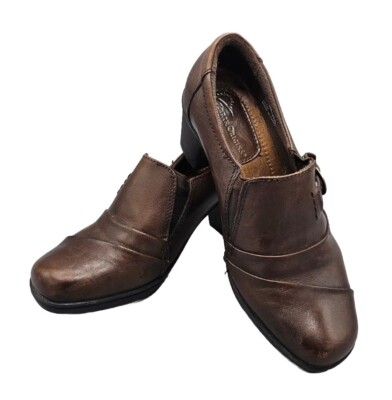 Earth Origins Boots Womens 5.5 M McLean Casual Low Ankle Brown Leather Heels