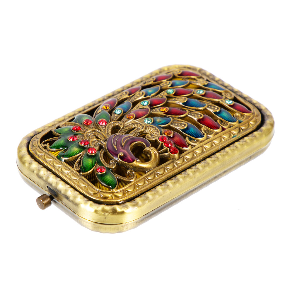 Vintage Gold Peacock Makeup Mirror Portable Multifunctional for Teens-image