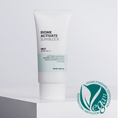 BIOME ACTIV Sunblock Mild Sun Cream SPF50+ PA++++ 50ml VEGAN Sonnencreme NEU