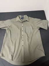 Towncraft Mens Gray 17 Short Sleeve Button Up Shirt Wrinkle Free