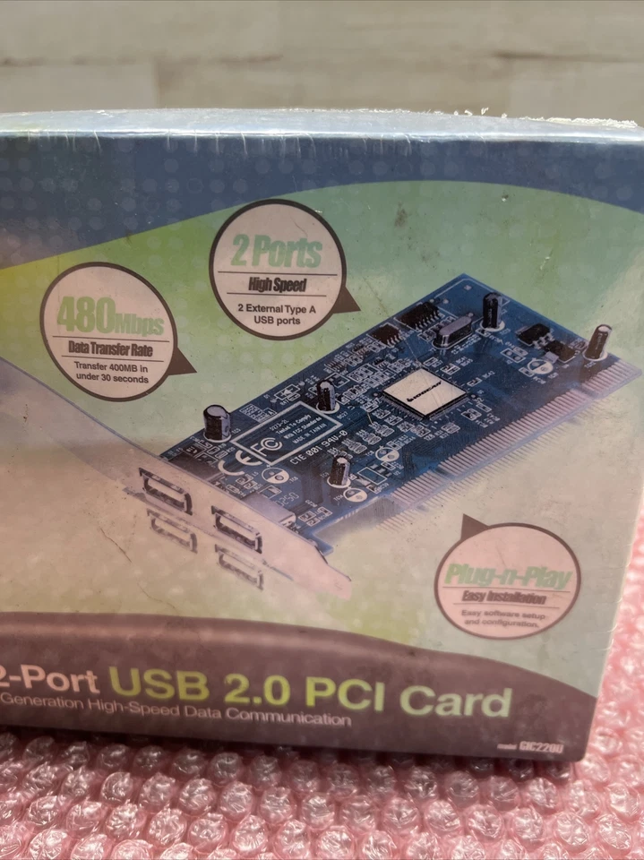 NOS IOGEAR GIC220U Hi-speed 2 Port USB 2.0 PCI Card - Image 3 of 4