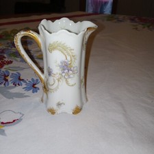 Antique Haviland +Co. Meyberg Bros. Creamer Violets Gold Los Angeles Cal.