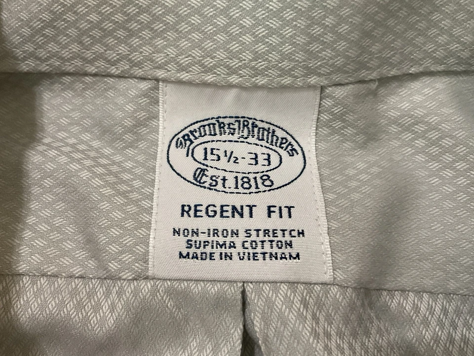 Brooks Brothers Shirt Men Regent Fit 15.5 33 Stretch Supima Cotton Non Iron - Image 4 of 4