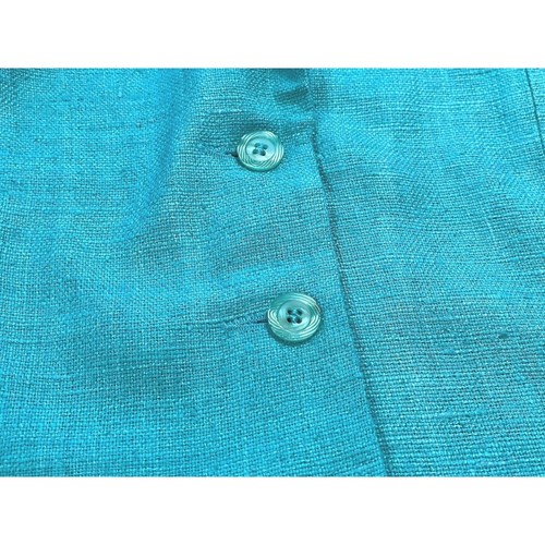 Blazer Turquesa Vintage Seda, Chaqueta Voglia Manga Corta, Blusa de Verano, 44, L - Imagen 6 de 9