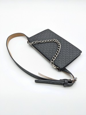 Michael Kors MK Black Fanny Pack Logo Belt Wallet Waist Bag  