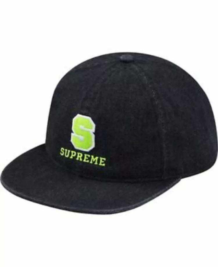 Supreme Denim Varsity 6 panneaux casquette noire OS F/W 14