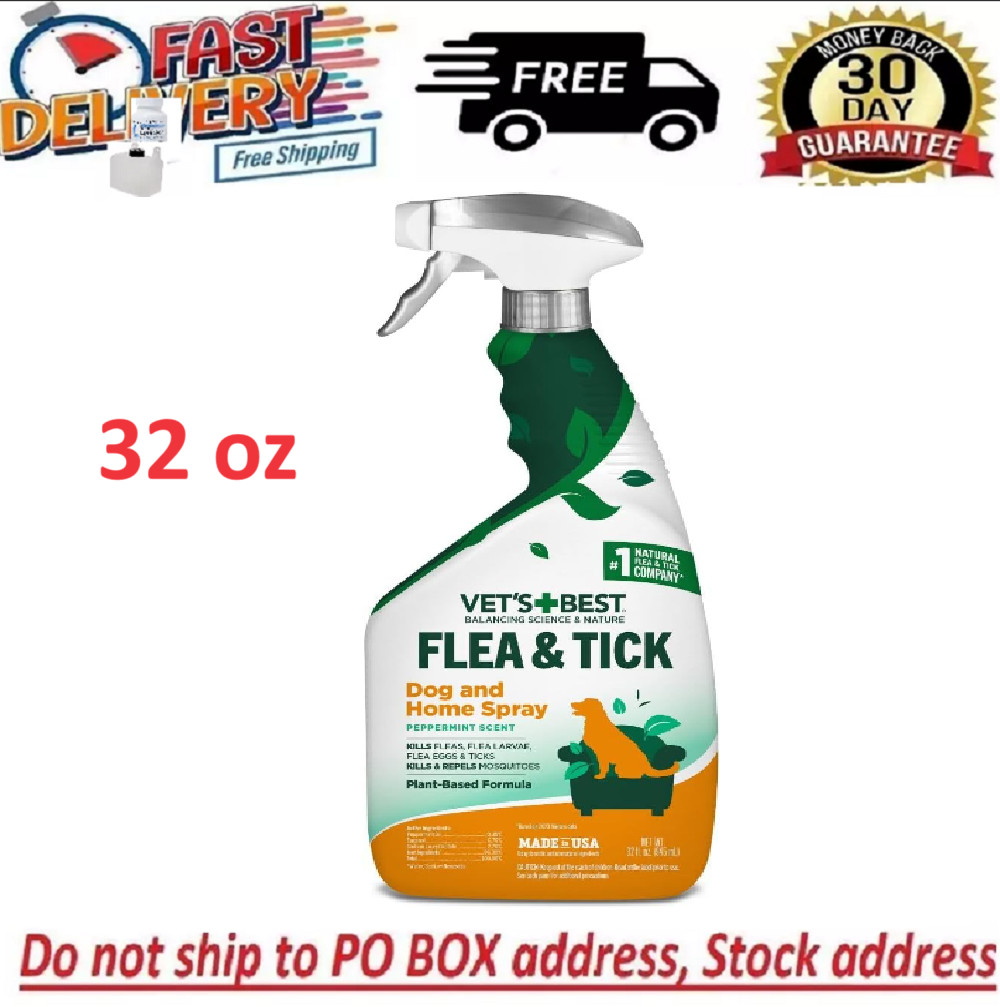 Vet's Best Flea and Tick Home Spray Flea Treatment for Dogs 32oz. Fast Shipping