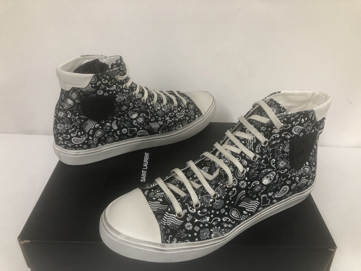 NIB Saint Laurent Bedford Skull/Paisley Print High-Top Sneakers