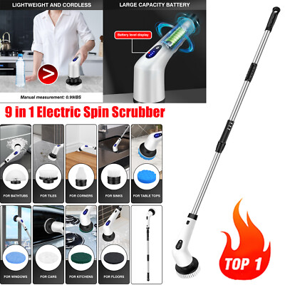 Electric Cleaner Cordless Power Brush Spin Scrubber for Tub Tile Floor Window
