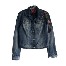 Fubu Fatty Girl Women's Denim Jacket Size S Embroidered Sequin Stretch Western