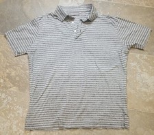 Daniel Cremieux Signature Collection Men's Polo Shirt Gray Striped - Medium