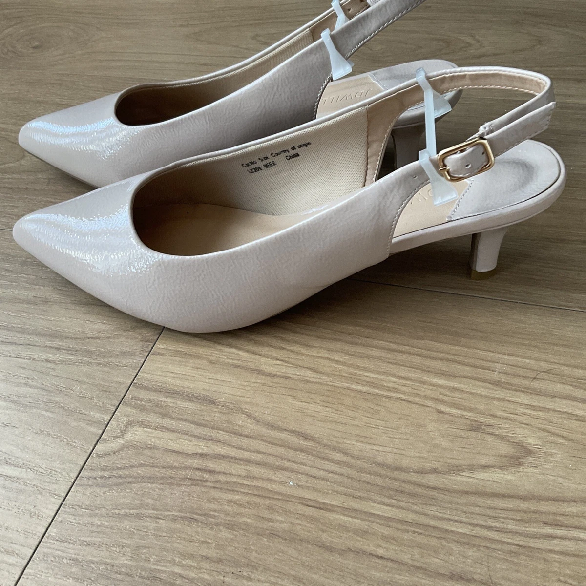 Ladies Size 9 EEE J D Williams Nude Kitten Heel Sling Backs Shoes