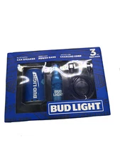 Bud Light 3pc Tech Pack Power Bank Bluetooth Speaker And Charging Cord New