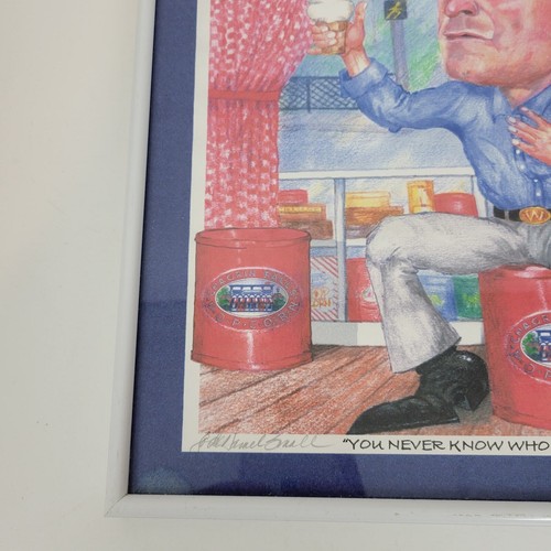 De Hamel George W Bush Chagrin Falls Popcorn Shop Hanging Framed Art 12" Signed - Picture 4 of 11