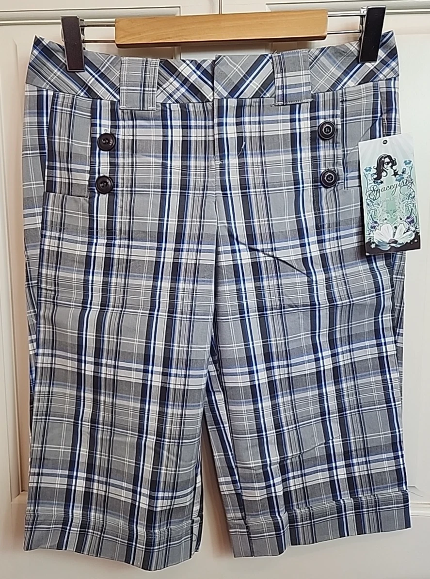 NWT Spacegirlz Gray/Blue Skimmer/Capri Pants Juniors 5 Waist 30 Stretch 71-36995