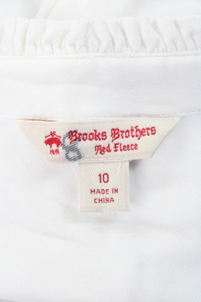 Blusa Brooks Brothers roja polar para niños niñas con botones con volantes talla 10 Foto 4 de 4