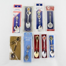 Lot of 9 Souvenir Collector Spoons from Various Places In Boxes