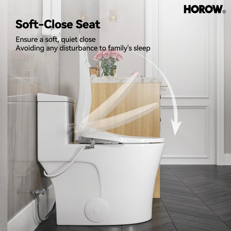 HOROW Elongated Bidet Toilet Seat With Heated and Dryer Model B0403 Warm Water - Image 4 of 4