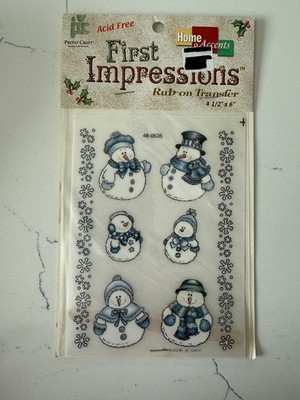 Provo Craft Home Accent First Impression Rub-On Transfer Wintery Friends Snowman