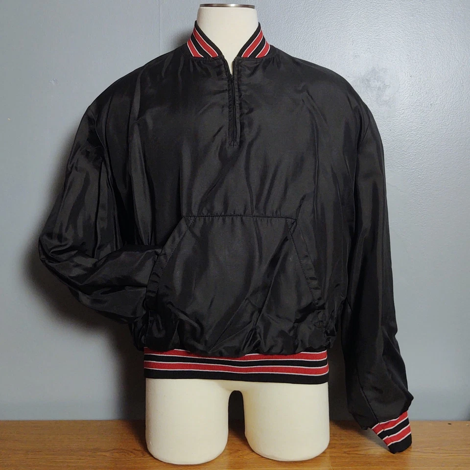 Pullover de Colección Años 90 Holloway Cortavientos 1/4 Cremallera Para Hombre XXL Forrado Bolsillos Negro EE. UU. Foto 2 de 4