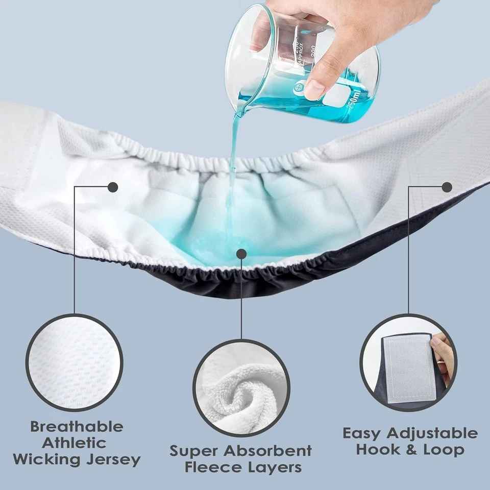 Paquete de 3 pañales lavables Wegreeco para perro macho envoltura para el vientre medianos negros azul marino gris Foto 3 de 4