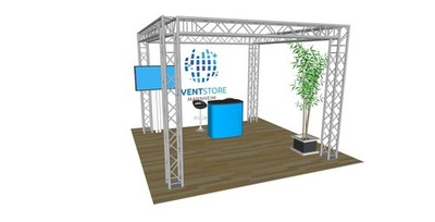 4-Punkt GLOBAL TRUSS Traversen Messestand 3m x 3m x 3m