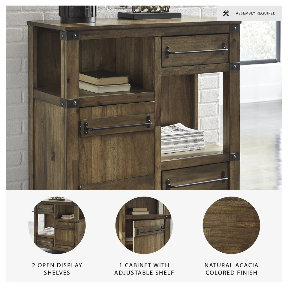 Gabinete informal con acento Roybeck diseño exclusivo de Ashley marrón claro/bronce Foto 2 de 4