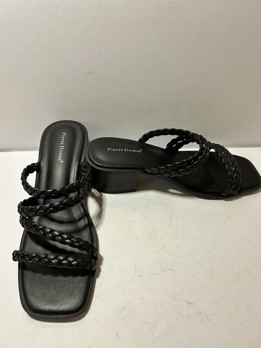 Sandalias Pierre Dumas Verano-1 Para Mujer Negras Correas Trenzadas Talla 8.5M NUEVAS - Imagen 4 de 12