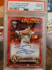 2024 Topps Chrome Sapphire Tyler Soderstrom Rookie Red Autograph (2/5) PSA 10