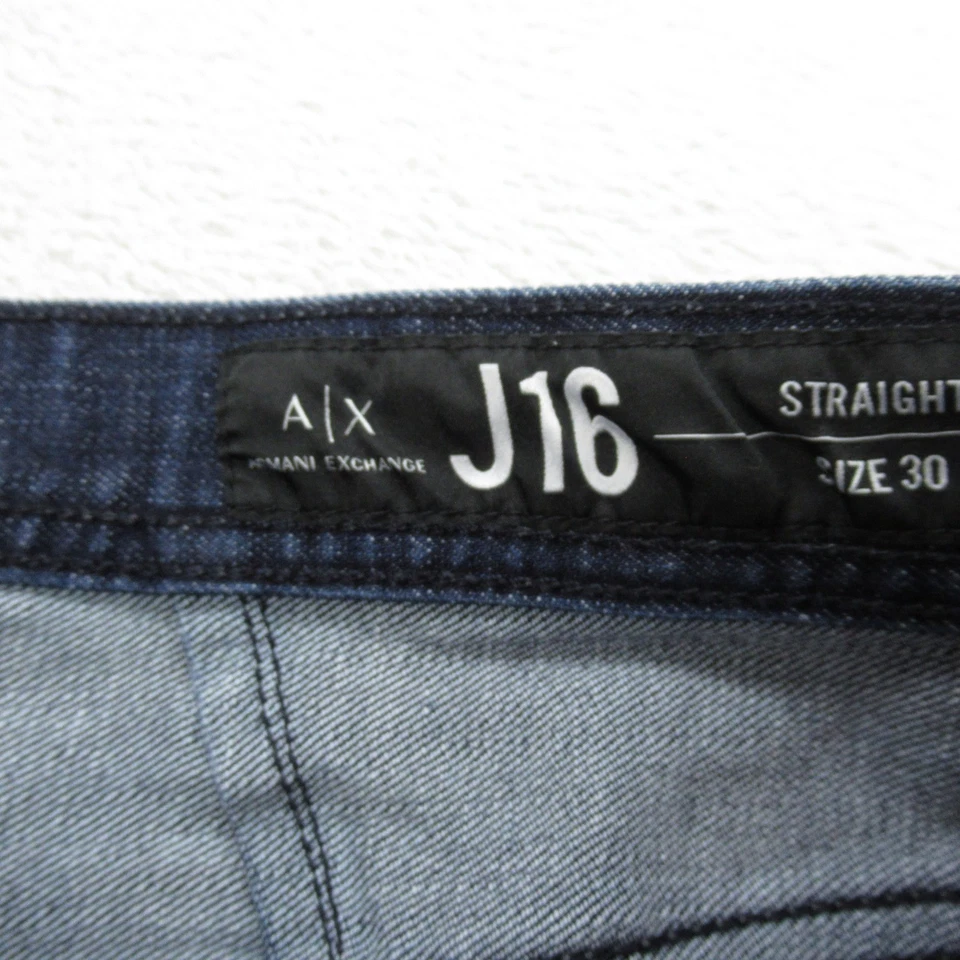 Pantalones de mezclilla Armani Exchange para hombre 30x27 lavado oscuro cremallera mosca 5 bolsillos J16 rectos Foto 4 de 4